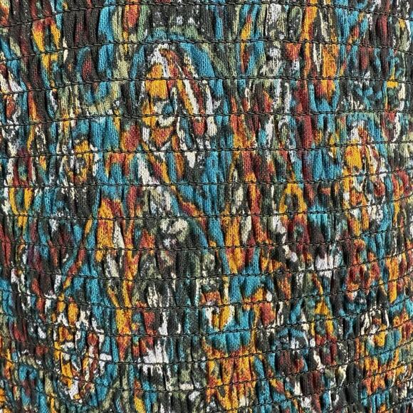 Evereve Top Womens Small Blue Floral Kate Smocked Mesh Sleeve Whimsigoth Fairy - Picture 6 of 10